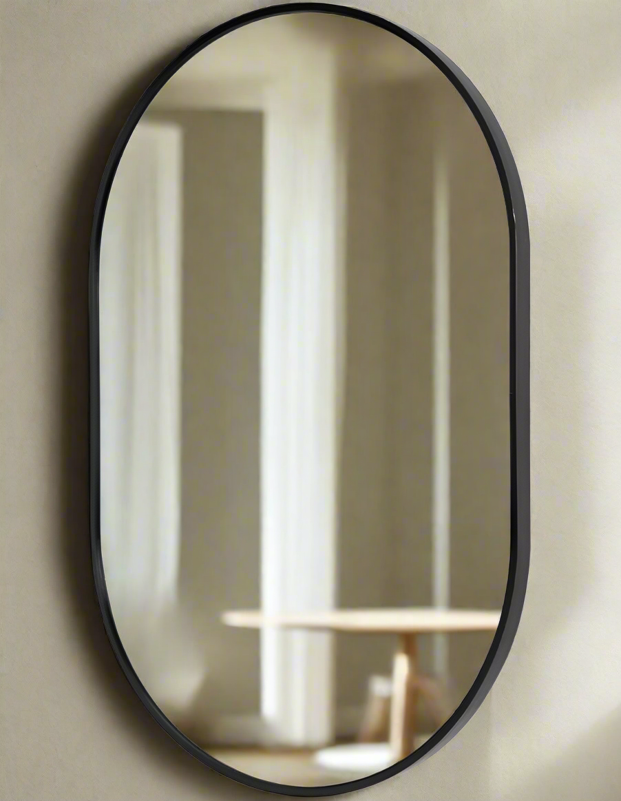 Oval Wall Mirror - Black Frame