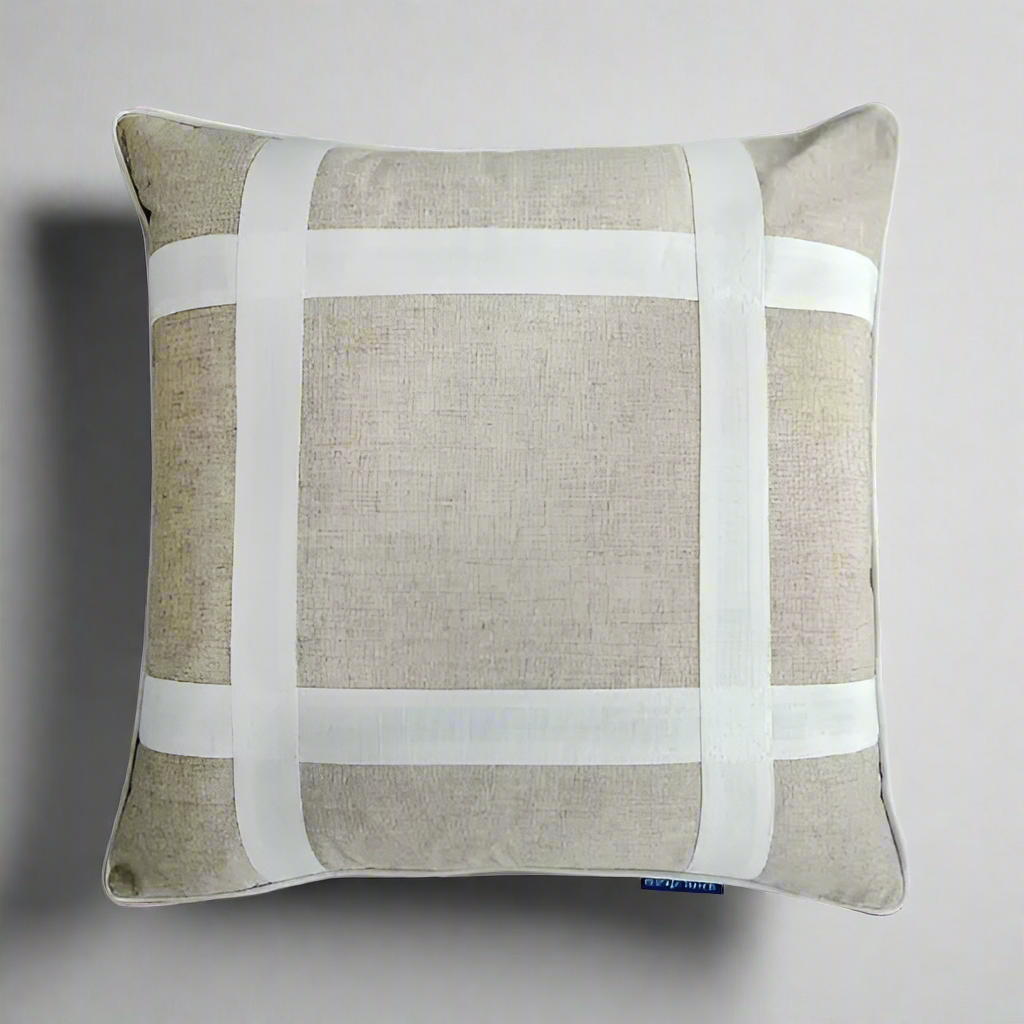 Eastwood Silver Jute and White Check Cushion Cover - 50cm x 50cm