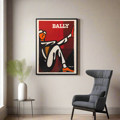 80cmx120cm Bally Man by Villemot - Black Framed Canvas