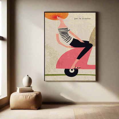 70cmx100cm Scooter - Black Framed Print