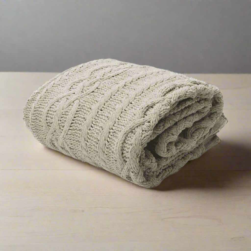 Asher Taupe Knitted Throw Rug