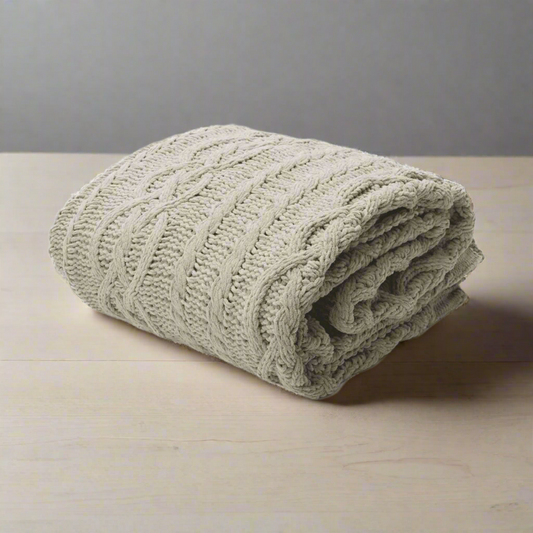 Asher Taupe Knitted Throw Rug