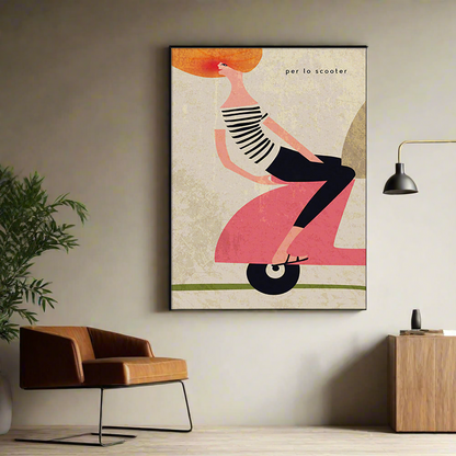 50cmx70cm Scooter - Black Framed Print