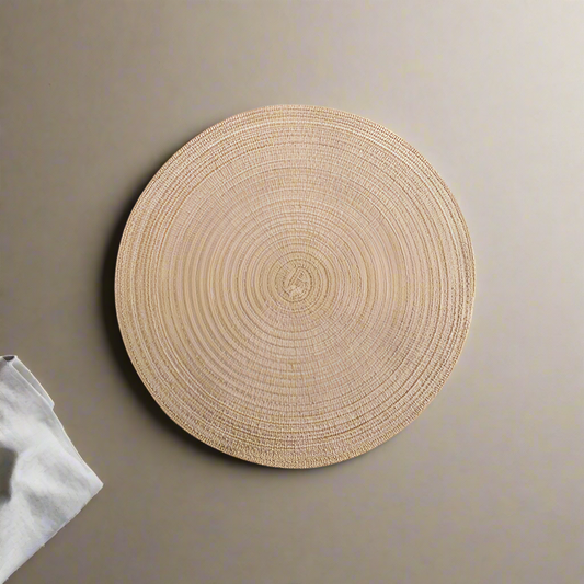 10pc Round Khaki Woven Placemats - 30cm