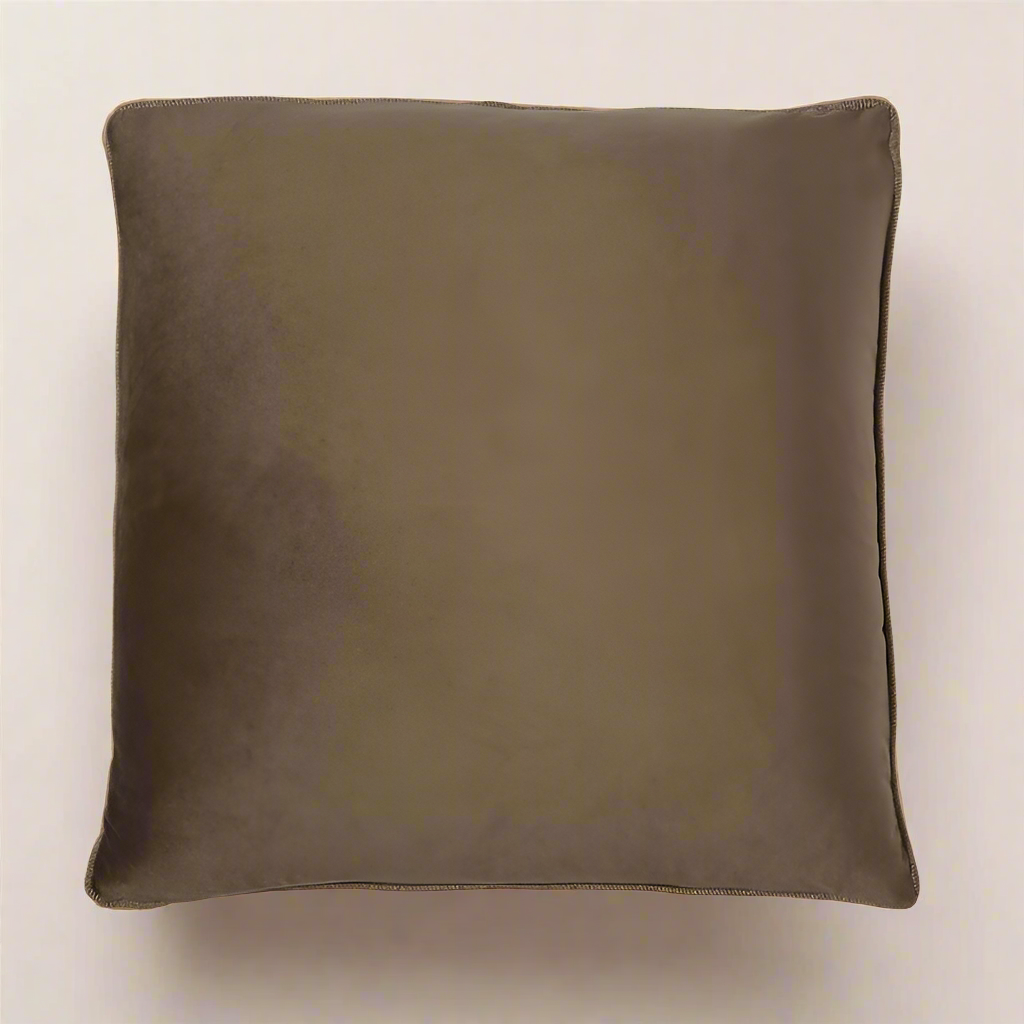 Academy - Large Velour Cushion in Taupe