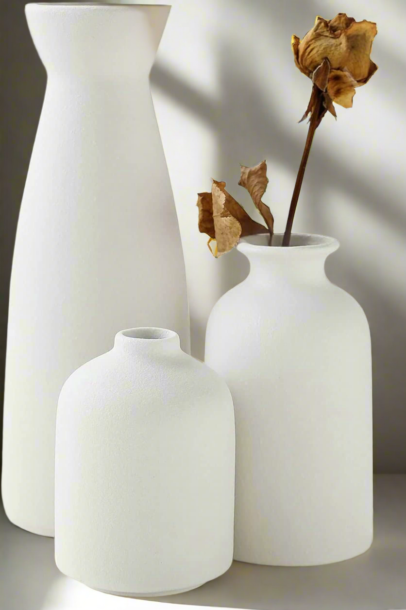 Ceramic White Vases - Set of 3