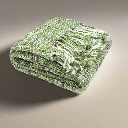 Rans Oslo Knitted Weave Throw - Moss Green