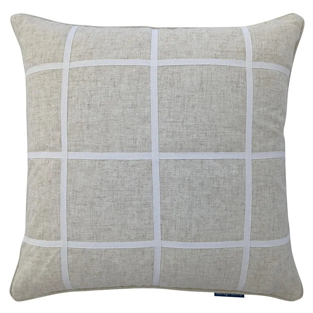 Vista Linen and White Windowpane Cushion Cover - 50cm x 50cm