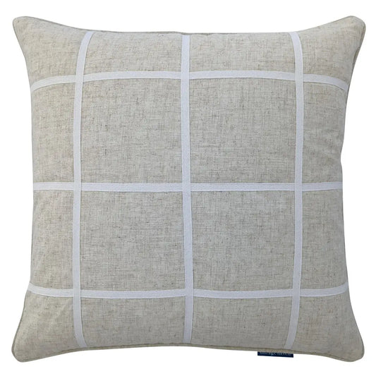 Vista Linen and White Windowpane Cushion Cover - 50cm x 50cm