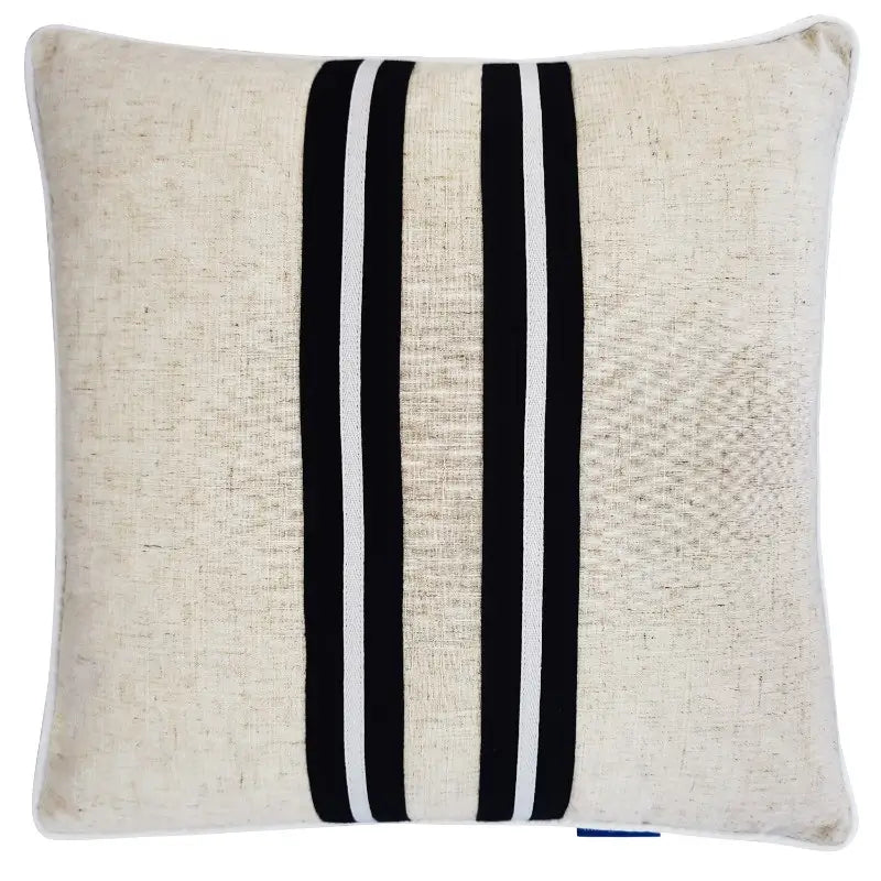 Milroy Twin Stripe Jute and Black Cushion Cover - 50cm x 50cm