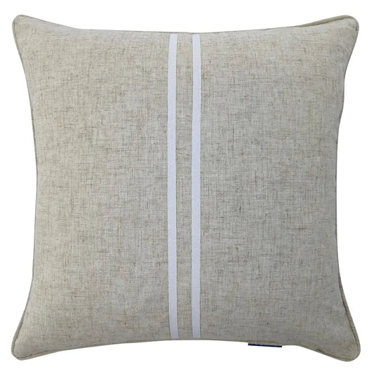 Vista Twin Stripe Linen and White Cushion Cover - 50cm x 50cm