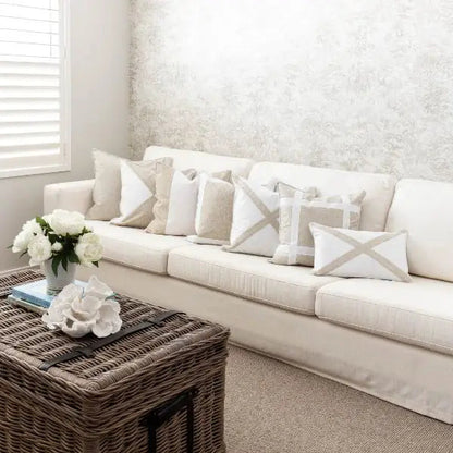 Eastwood Silver Jute and White Check Cushion Cover - 50cm x 50cm