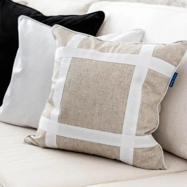 Eastwood Silver Jute and White Check Cushion Cover - 50cm x 50cm