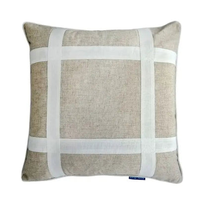 Eastwood Silver Jute and White Check Cushion Cover - 50cm x 50cm