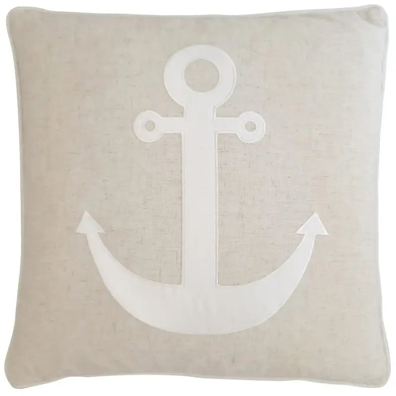 Linen Anchor and White Cushion Cover - 50cm x 50cm