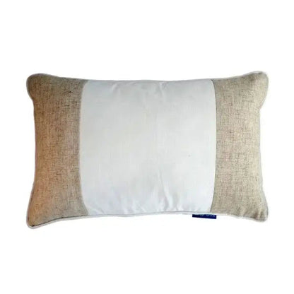 Eastwood Silver Jute and White Panel Cushion - 30cm x 50cm