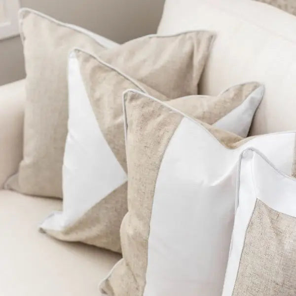 Eastwood Silver Jute and White Panel Cushion Cover - 50cm