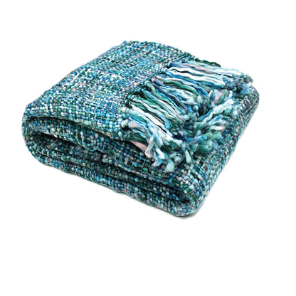 Rans Oslo Knitted Weave Throw - Cool Pool