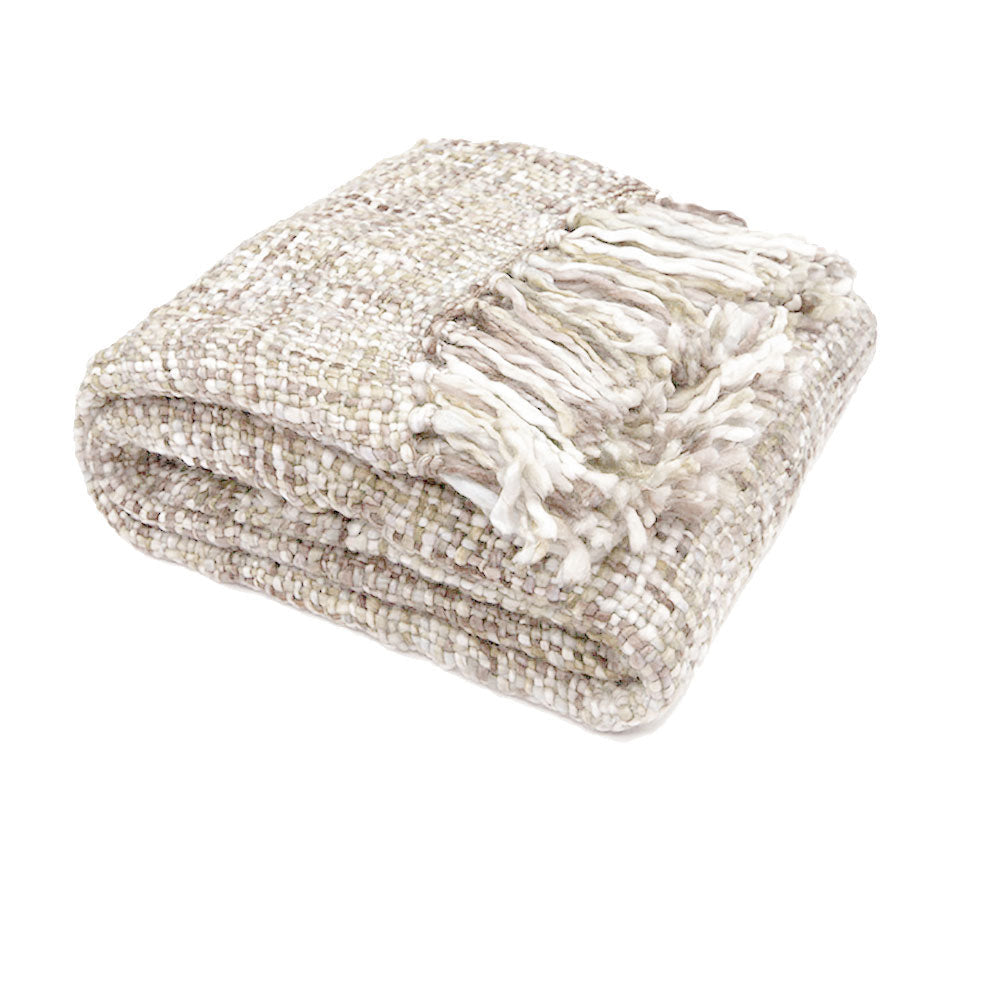 Rans Oslo Knitted Weave Throw - Natural White