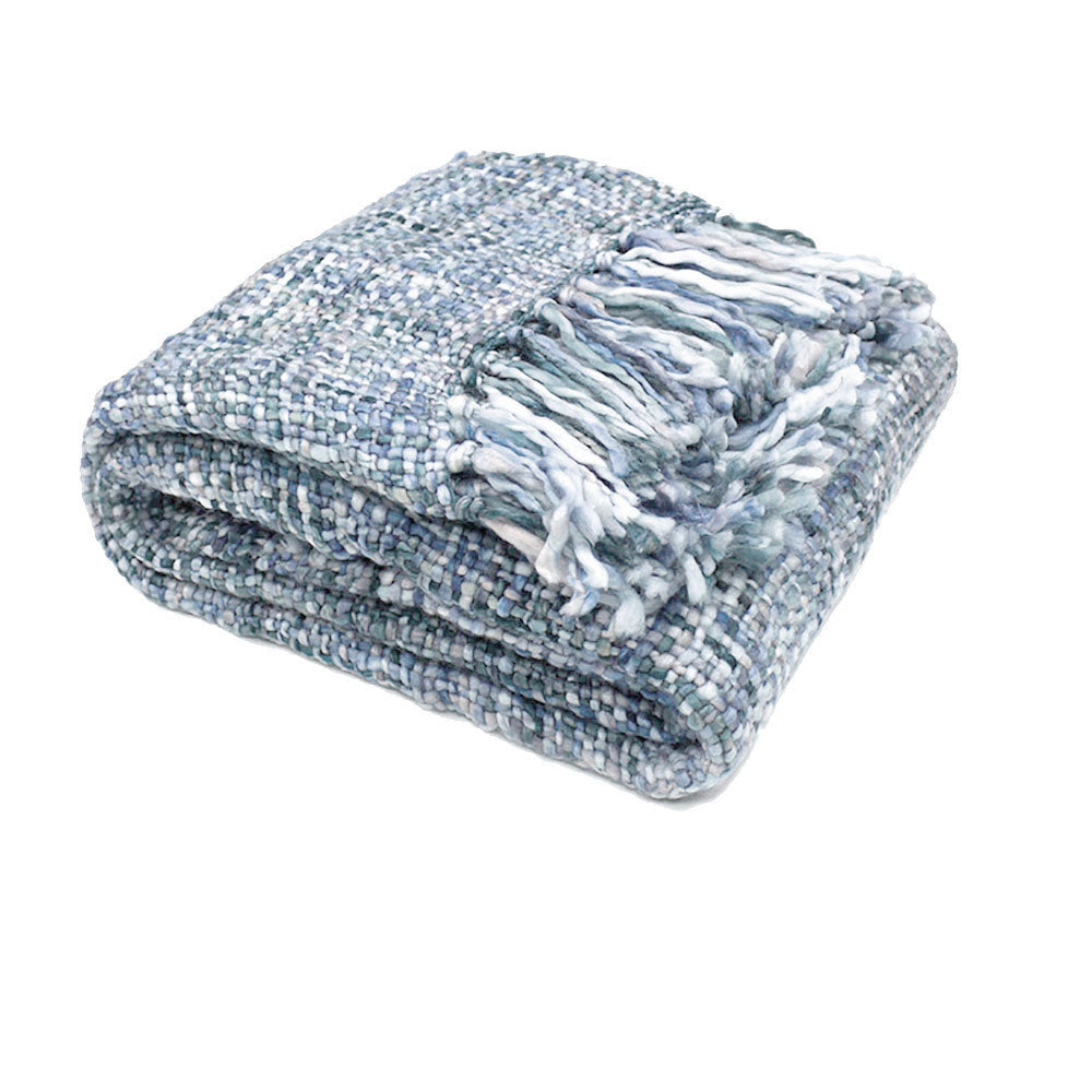 Rans Oslo Knitted Weave Throw - Steel Blue