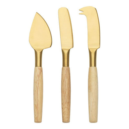 Ecology - Alto 3pc Cheese Knife Set in Gold and Rubberwood