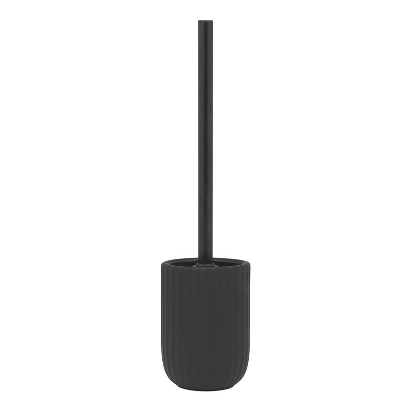 Elegant black stoneware toilet brush holder from the SoHo collection, featured against a clean white background.