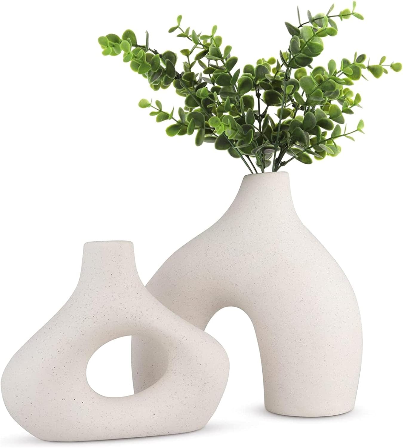 Ceramic White Vases - Set of 2