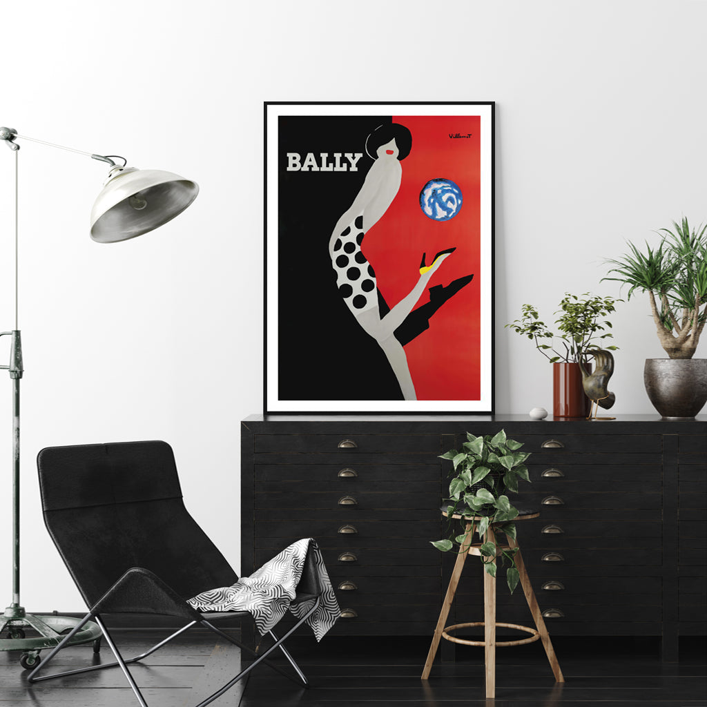 50cmx70cm Fashion Bally - Black Framed Print