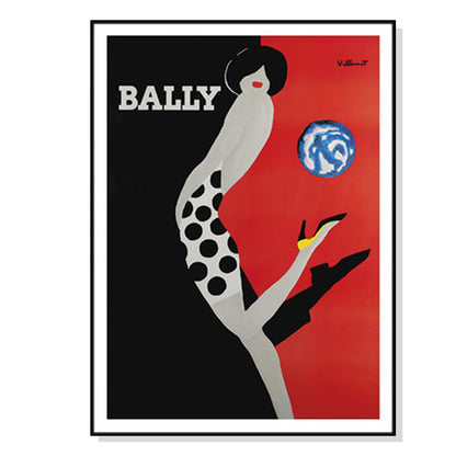 60cmx90cm Fashion Bally - Black Framed Print