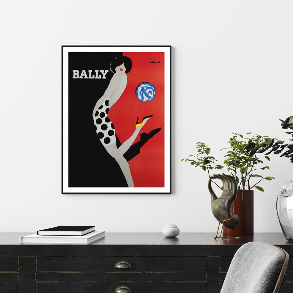 60cmx90cm Fashion Bally - Black Framed Print