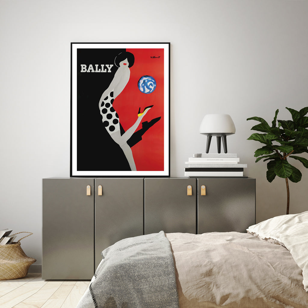 60cmx90cm Fashion Bally - Black Framed Print