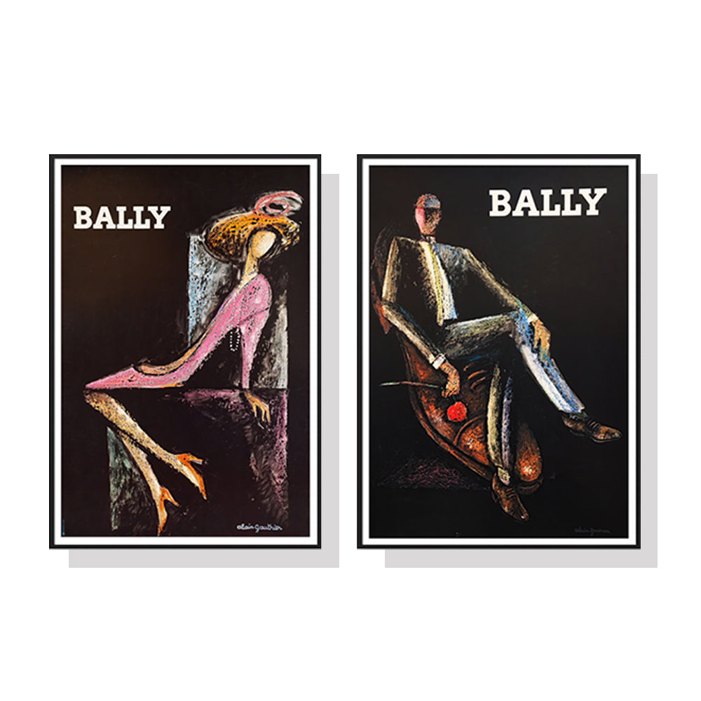 40cmx60cm Bally Man & Woman 2 Piece Set - Black Framed Print