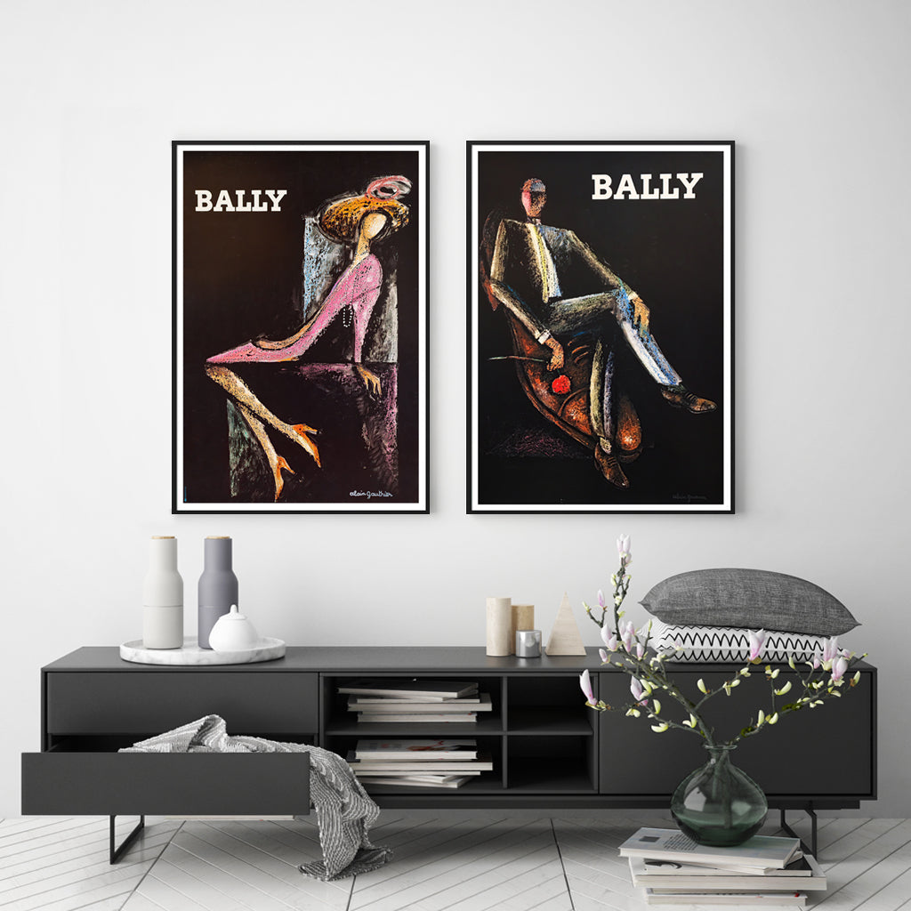 40cmx60cm Bally Man & Woman 2 Piece Set - Black Framed Print