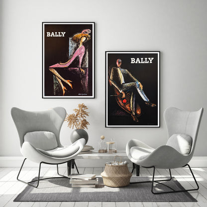 40cmx60cm Bally Man & Woman 2 Piece Set - Black Framed Print