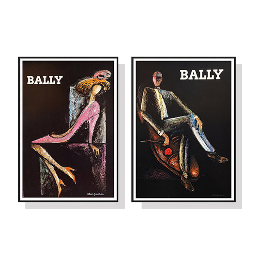 50cmx70cm Bally Man & Woman 2 Piece Set - Black Framed Print