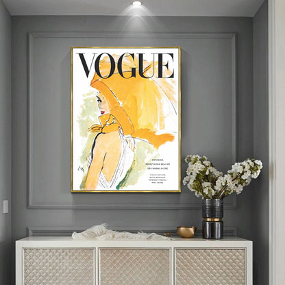 40cmx60cm Vogue Girl - Gold Framed Print