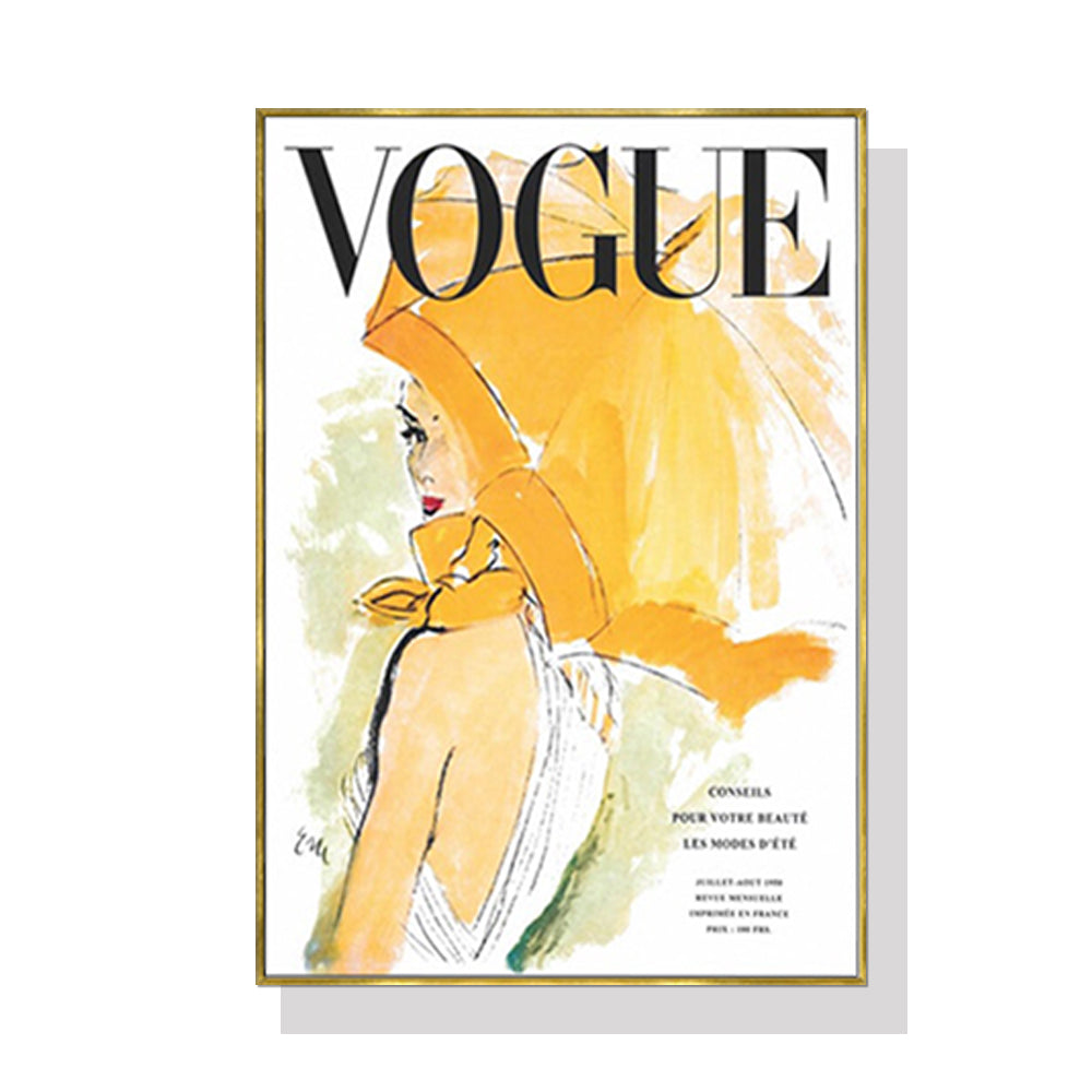 80cmx120cm Vogue Girl - Gold Framed Print