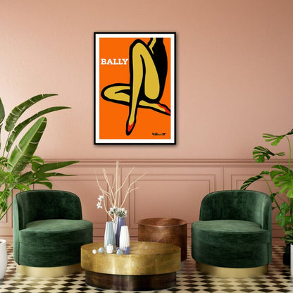 80cmx120cm Orange Legs - Black Framed Print