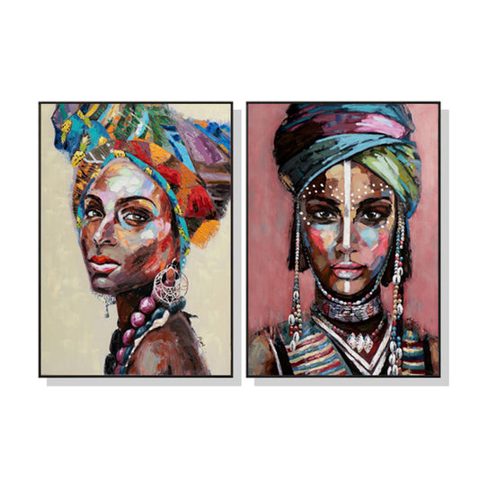 80cmx120cm African women - Black Frame Print Set of 2