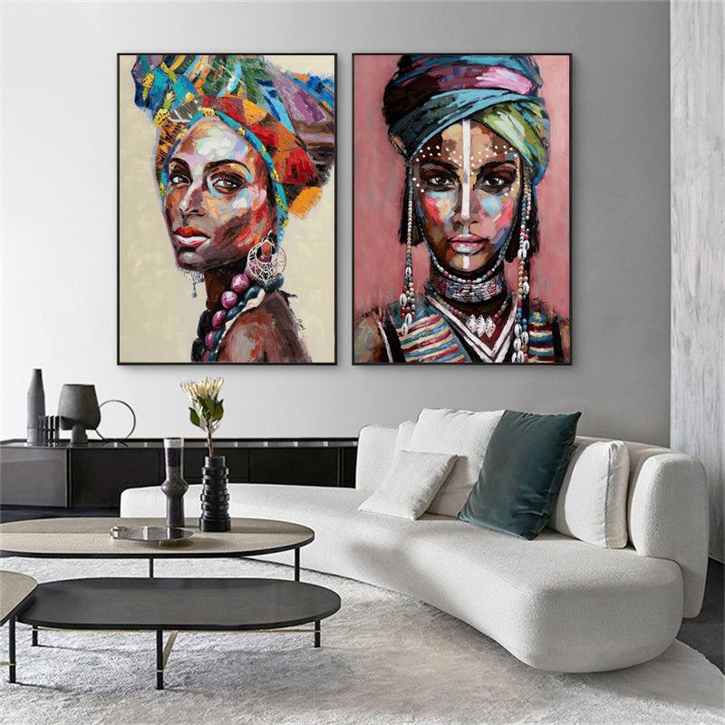 80cmx120cm African women - Black Frame Print Set of 2