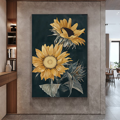 50cmx70cm Sunflowers - Black Framed Print