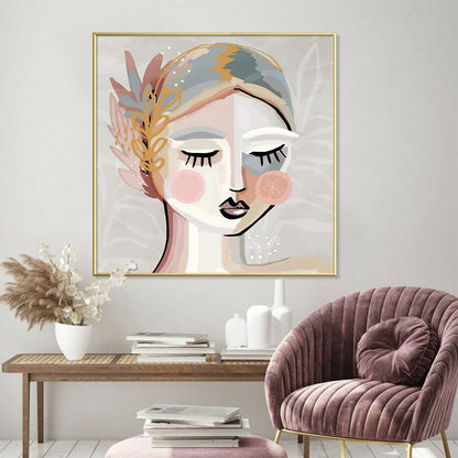 40cmx40cm Calm Girl - Gold Framed Print