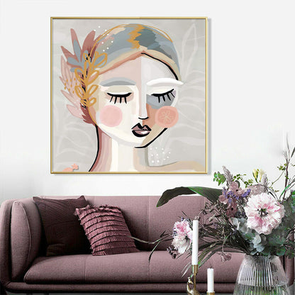 40cmx40cm Calm Girl - Gold Framed Print