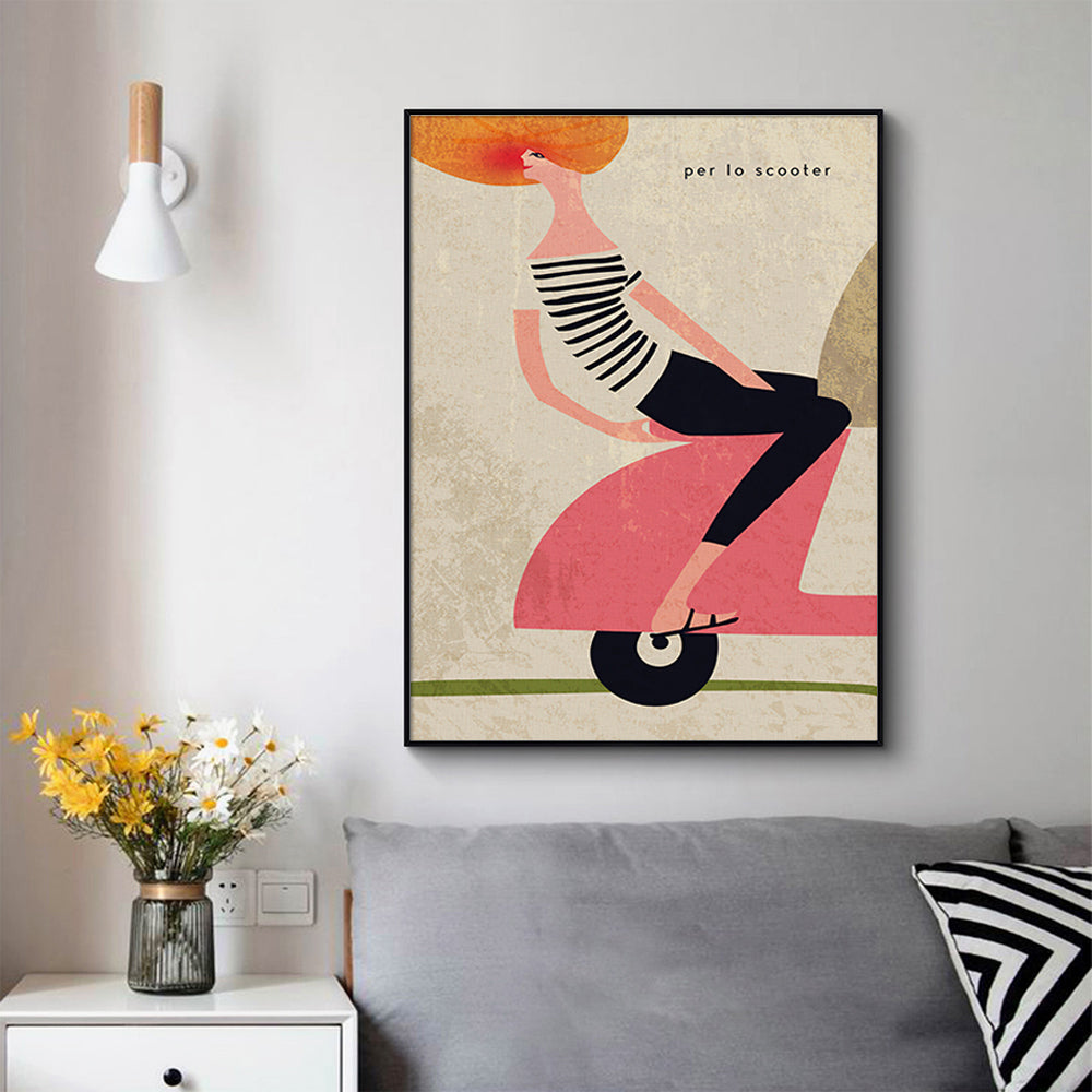 60cmx90cm Scooter - Black Framed Print