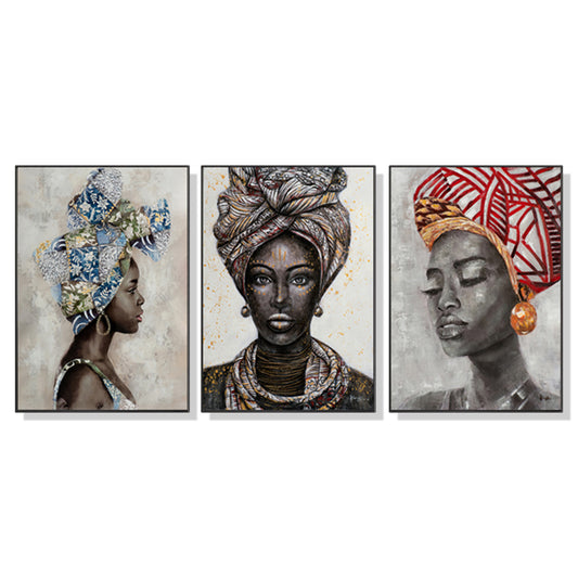 70cmx100cm African women II 3 Piece Set - Black Framed Print