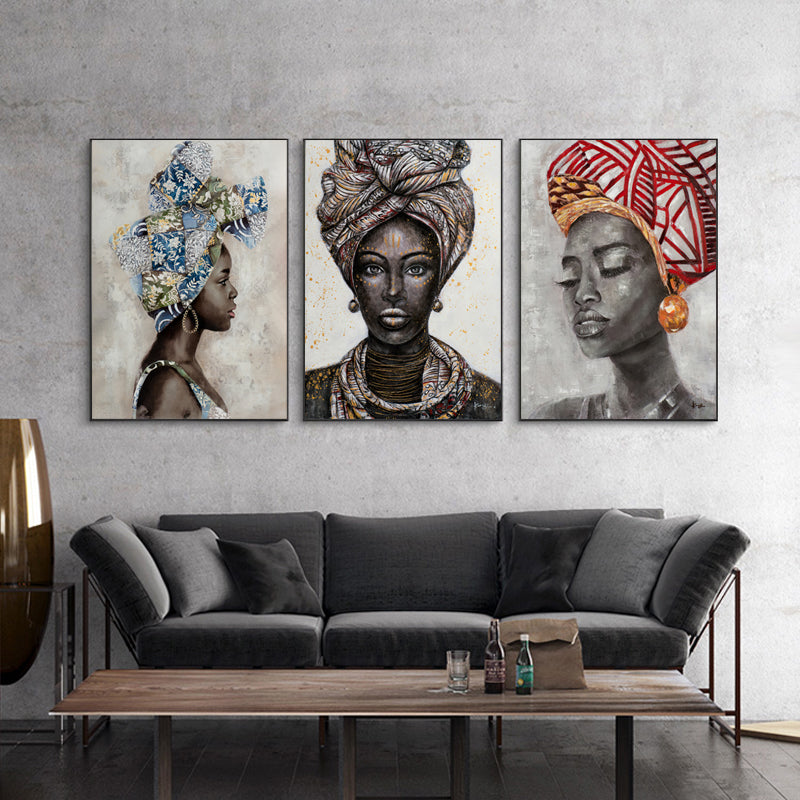 70cmx100cm African women II 3 Piece Set - Black Framed Print