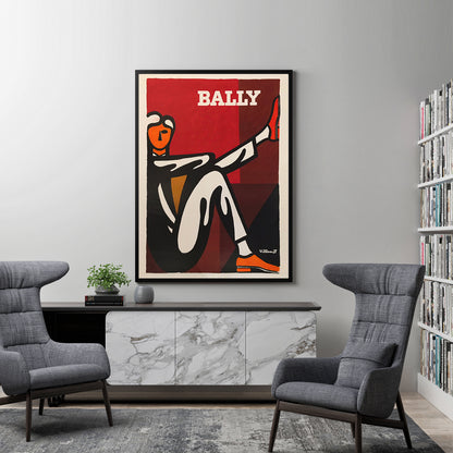 50cmx70cm Bally Man by Villemot - Black Framed Print