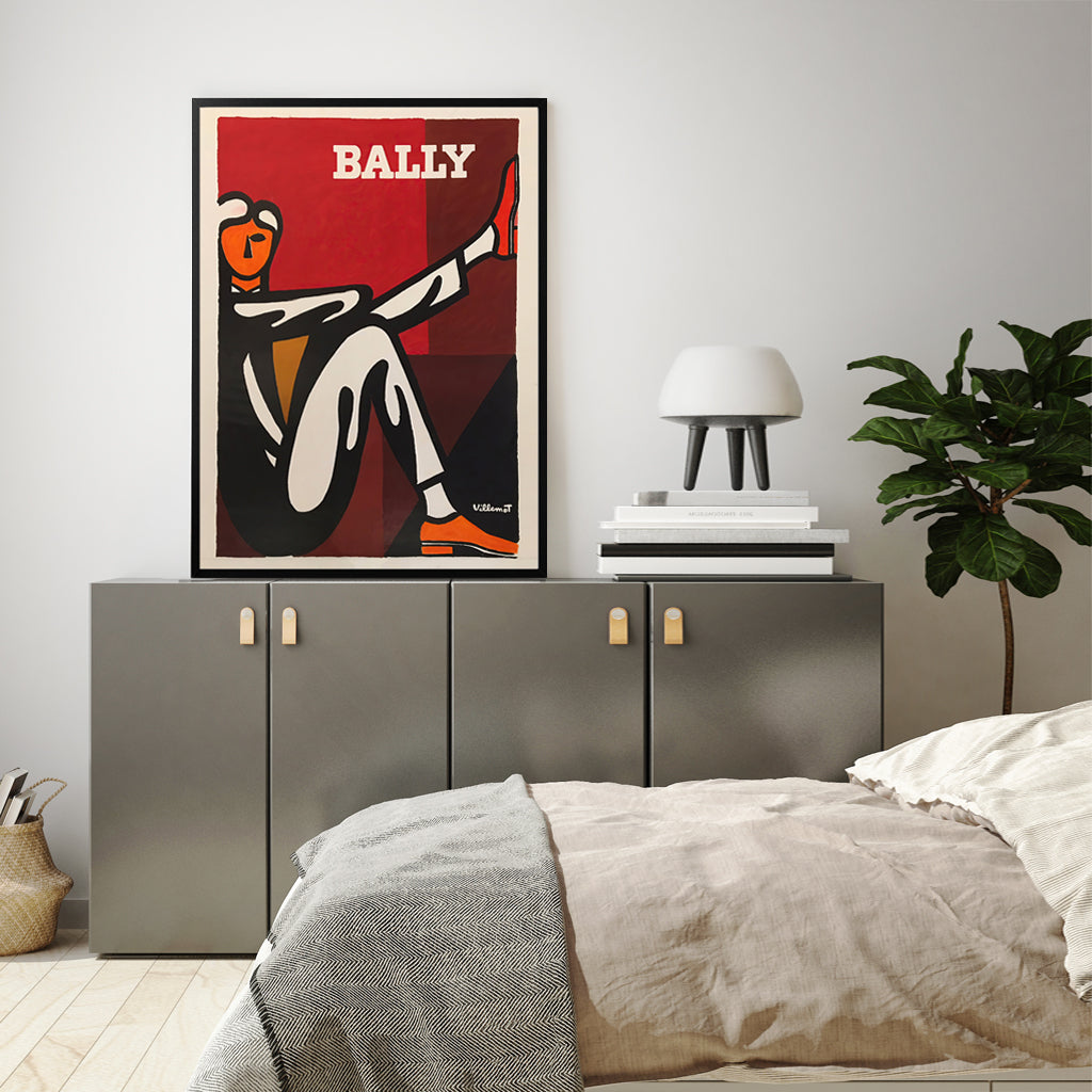 50cmx70cm Bally Man by Villemot - Black Framed Print