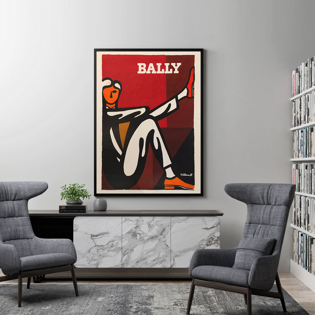 90cmx135cm Bally Man by Villemot - Black Frame Print