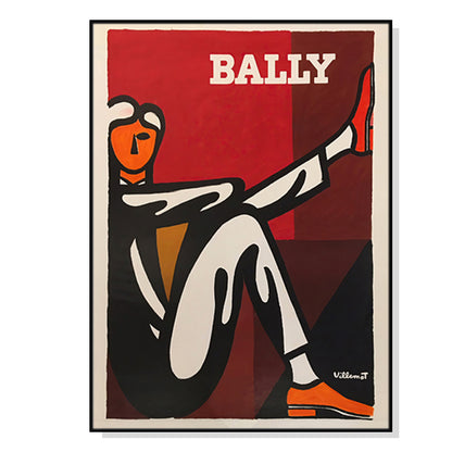 80cmx120cm Bally Man by Villemot - Black Framed Canvas